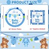 Hachikiko Blue Baby Boy Shower Disposable Tableware - Paper Dinner Plates and Napkins for Gender Reveal, Birthday Party Supplies and Decorations - 2 of 4