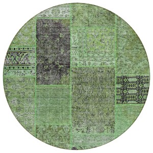 Green And Olive Green Patchwork Washable Indoor Outdoor Area Rug - 1 of 4