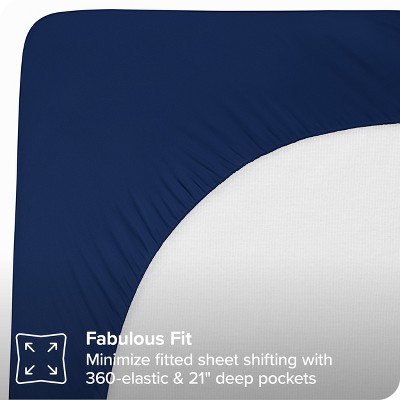 Full Dark Blue Cotton Top Mattress Pad with Down Alternative Fill
