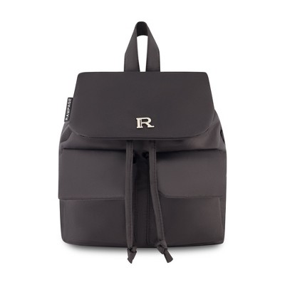 Image of Rampage Women's Sporty Mini Drawstring Flap Backpack, School Bag, Swim Bag, Gym Bag or Casual Daily Bag - Mini Flap Backpack, Black