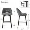 Counter Height Stools for Kitchen Island Set of 2, Upholstered Armless Bar Chairs with Backs, Fabric Seats on Black Metal Frame-The Pop Home - 4 of 4