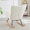 Airsurfer Modern Teddy Fabric Rocking Chair, Upholstered Accent Glider with Curved Wooden Rockers, Cozy Armchair for Living Room or Nursery - 3 of 4