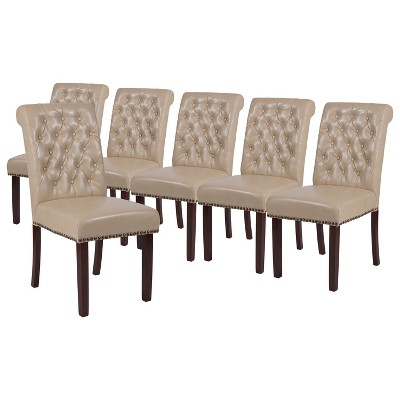 Flash Furniture Set Of 6 Hercules Series Beige Leathersoft Parsons ...