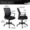 TopComfy Task and Office Chairs Ergonomic Mesh Lumbar Support Adjustable Height Tilt Swivel Armrests For Home Office Study, Black, 24"*12"*23" - 3 of 4