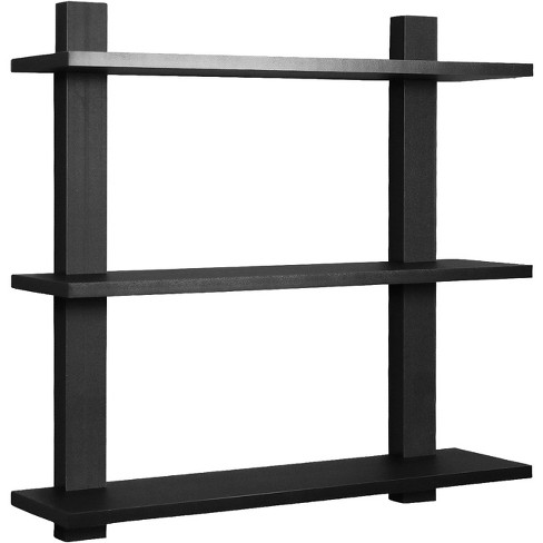 Sorbus Decorative Asymmetric Square Floating Wall Shelf Set Of 3 Black ...