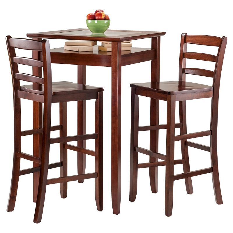 3pc Halo Bar Height Dining Set Wood/Walnut - Winsome, 3 of 5
