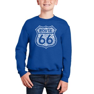 LA Pop Art Get Your Kicks On Route 66 - Boy's Word Art Crewneck Sweatshirt - 1 of 3