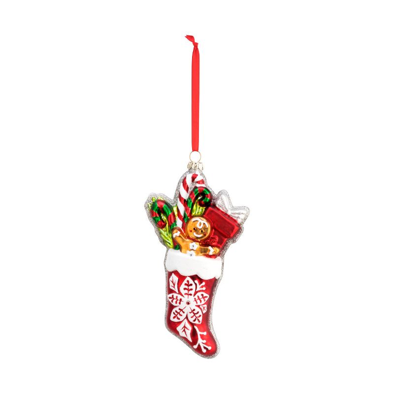 DEMDACO Blown Glass Gingerbread and Stocking Ornament, 1 of 3