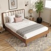 Whisen Sturdy Queen Size Wood Bed with Premium Fabric Headboard, Reinforced Slats for Quiet & Durable Sleep - 2 of 4