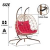 FURNIinspire Patio Swings Double Egg Chair With Stand, Indoor Outdoor Wicker Rattan Patio Basket Egg Swing Chair With Seat Cushion, 31“*59"*75" - 3 of 4