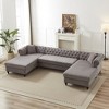 135.5" U-Shaped Sectional Sofas Modern Chenille 3-Piece Sofa ¨C Two Chaise Lounges, Two Pillows, Wooden Legs for Living Room, Bedroom & Lounge - 3 of 4