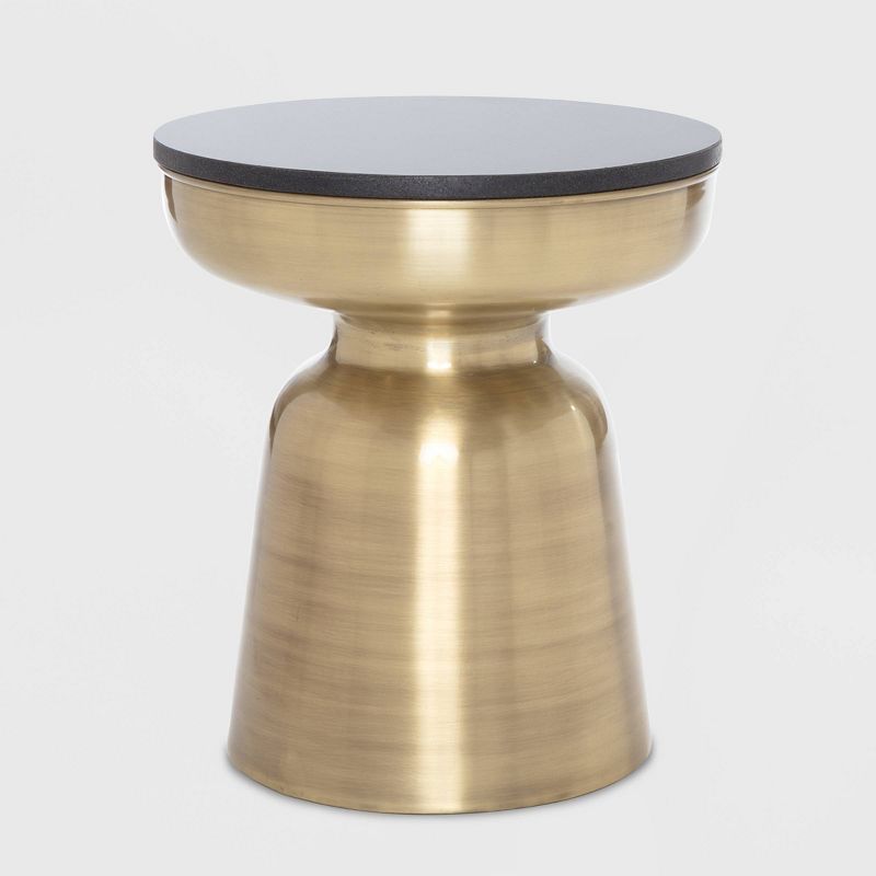 Adler Brass Metal Side Table Black/Gold - Finch, 3 of 8