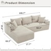ChicFurnit L-Shaped Modular Sectional Sofa Couch Left Chaise Memory Foam Cloud Couch Oversized Couches for Living Room, Beige, 14.96"*15.75"*46.85" - 3 of 4