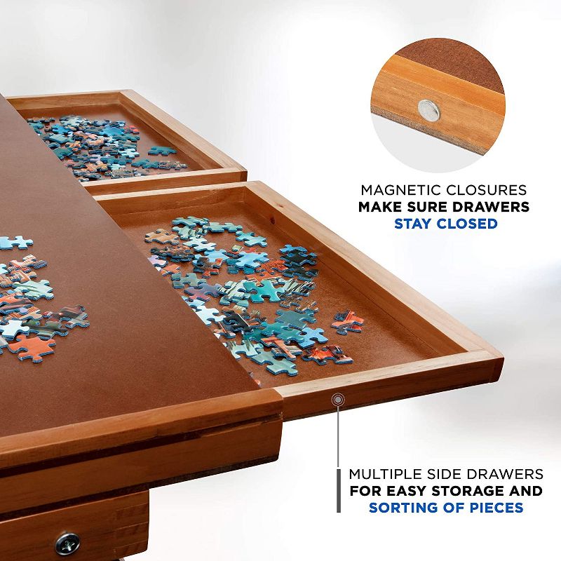 Jumbl 27x35" Jigsaw Puzzle Board Rack w/Legs, Mat & 6 Drawers, 3 of 7