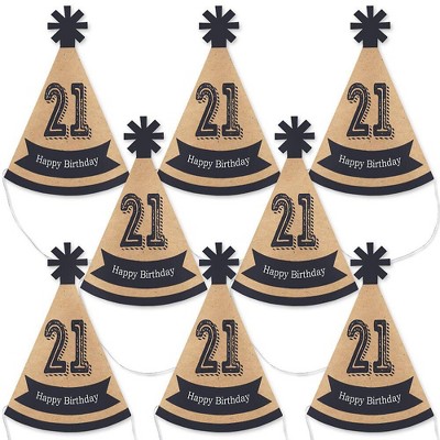 Big Dot of Happiness Finally 21 - Mini Cone 21st Birthday Party Hats - Small Little Party Hats - Set of 8