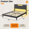 Queen Size Bed Frames with Upholstered Headboard Bed with Charging Station and Led Lights Bed Frame with Sturdy Wooden Slats/2-Tier Storage Grey - 4 of 4