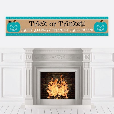 Big Dot of Happiness Teal Pumpkin - Halloween Allergy Friendly Trick or Trinket Decorations Party Banner