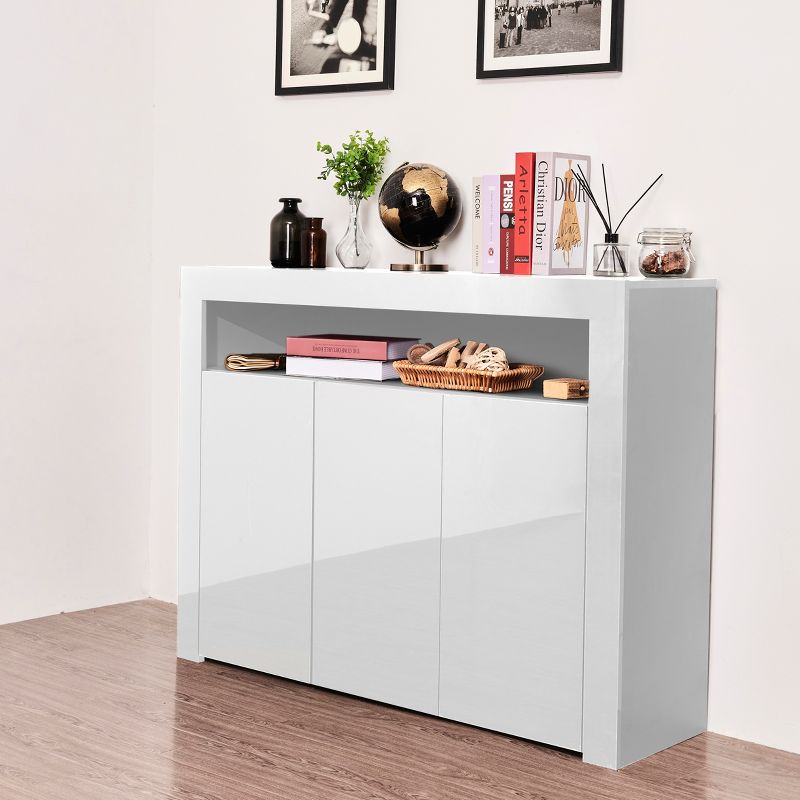 Modern Wooden Sideboard With LED Lights And 3 Doors For Living Room, Kitchen Or Hallway - ModernLuxe, 1 of 10