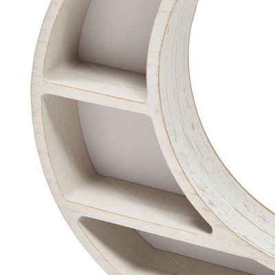 Lunar Charm White Wooden Crescent Wall Shelf