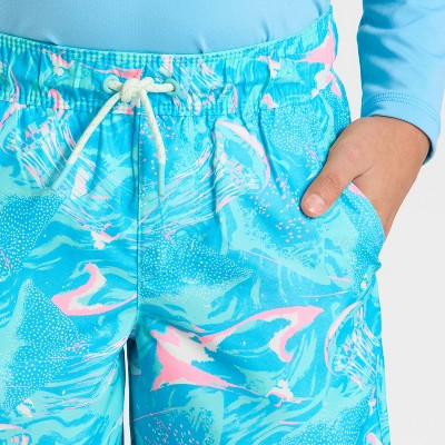 Cat & Jack Boys' Sealife Trunk Swim Shorts - Cat & Jack™ Aqua Blue S — фото 3