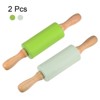 Unique Bargains Silicone Smooth Non-Stick Wooden Handle Kitchen Rolling Pin 2 Pcs - 3 of 4