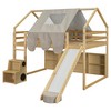 Sapphtopaz Loft Bed with Slide & Ladder,House-Shaped Bed Frame with Roof & Tent,Kids Wooden Loft Bed with Storage Rack for Boys&Girls - 3 of 4