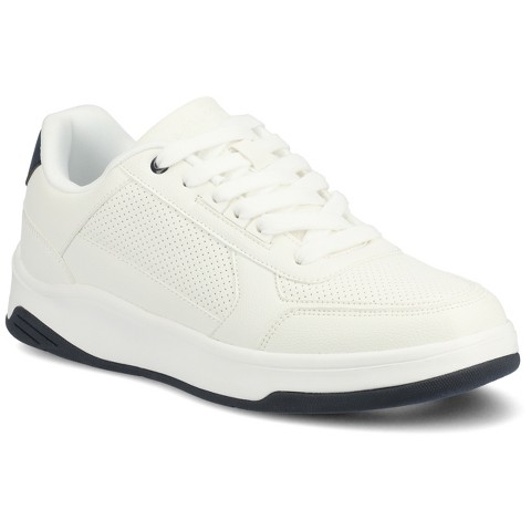 Vance Co. Vance Mens Swift Comfort Medium and Wide Width Perforated Low Top Sneaker, White 12