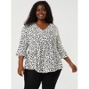 Agnes Orinda Women's Plus Size Babydoll Peplum High Low Hem V Neck 3/4 Sleeve Trendy Tops - 3 of 4