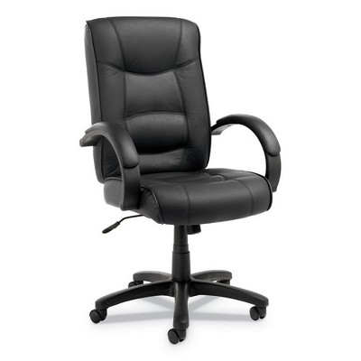 Alera Alera Strada Series High-Back Swivel/Tilt Top-Grain Leather Chair, Supports Up to 275 lb, 17.91" to 21.85" Seat Height, Black