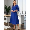 INSPIRE CHIC Women's Elegant Split Neck Side Zipper Pockets 3/4 Sleeve Work A-Line Dress - 3 of 4