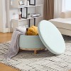 Christopher Knight Home Aikenhead Modern Round Storage Ottoman with Wooden Legs - 2 of 4