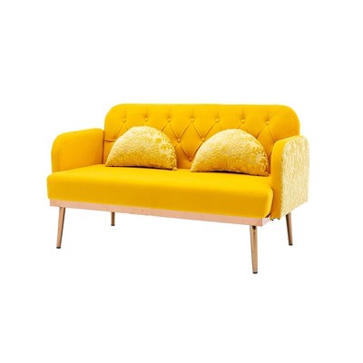 NicBex 55.1 Inch Loveseat,Modern Velvet Fabric Loveseat Sofa with Gold Metal Legs,2-Seater Small Couch for Living Room,Apartment