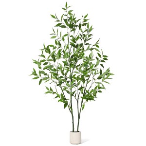 Artificial Eucalyptus Tree, Realistic Slender Leaf Faux Plant with Stable Pot for Indoor Home Office Decor - 1 of 4