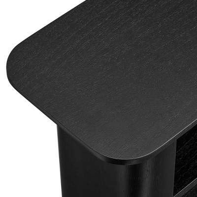 Calix Black Wood Console Table with Open Shelves