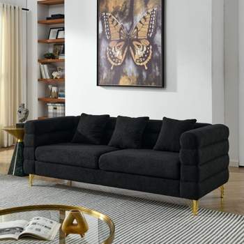 81'' Modular Oversized 3 Seater Velvet Sofa, Deep Seating with 3 Pillows for Living Room, Bedroom - Maison Boucle