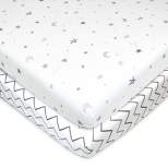 TL Care Printed 100% Cotton Knit Fitted Mini Crib Sheet - 2pk