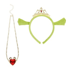 Shrek Fiona Ogre Crown Ears Headband and Heart Necklace Set - 1 of 4