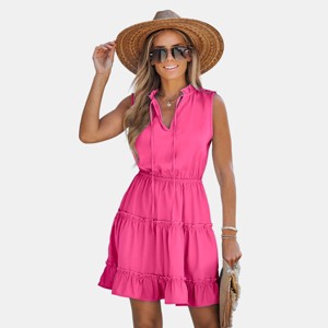 Women's Breezy Tiered Skirt Ruffled Neck Sleeveless Dress - Cupshe - 1 of 4