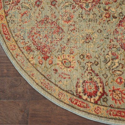 Elegant Somerset Light Green Round Wool-Blend Area Rug, 5'6"