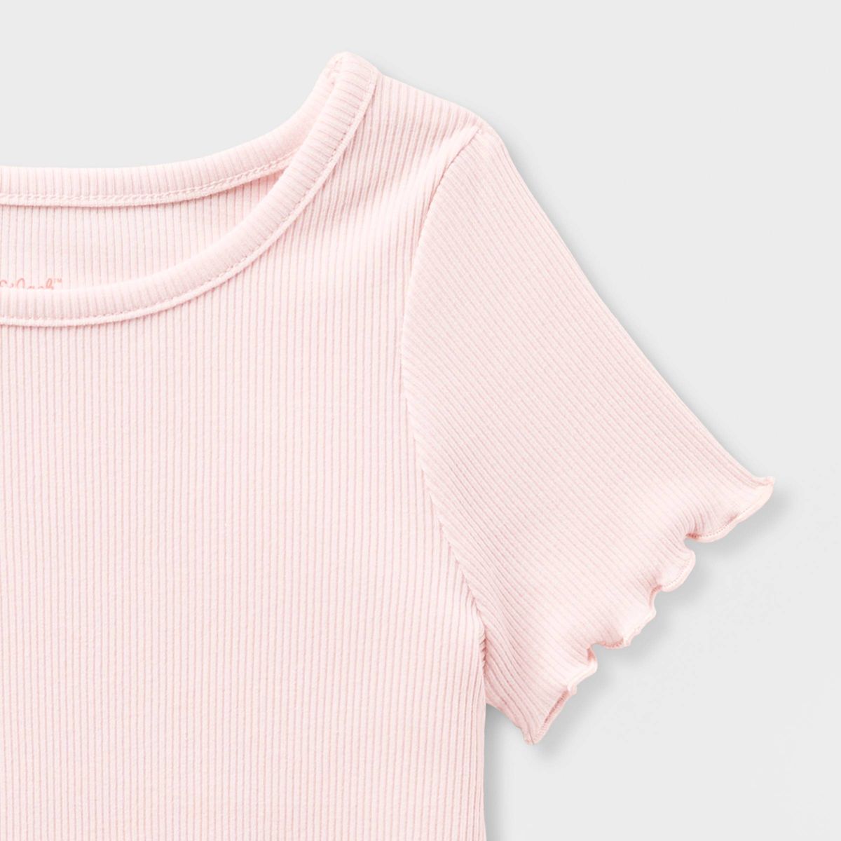 Baby & Toddler Girls' Solid Ribbed Scallop Hem Short Sleeve T-Shirt - Cat & Jack™ - thumbnail 6