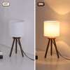 18" Nordic Natural Wood Tripod Table Lamp with Linen Drum Shade for Bedroom, Living Room, Study, Café, Entryway, or Hotel Spaces - 3 of 4
