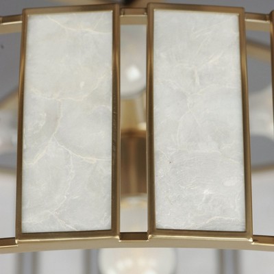 Capiz and Brass Drum 6-Light Chandelier