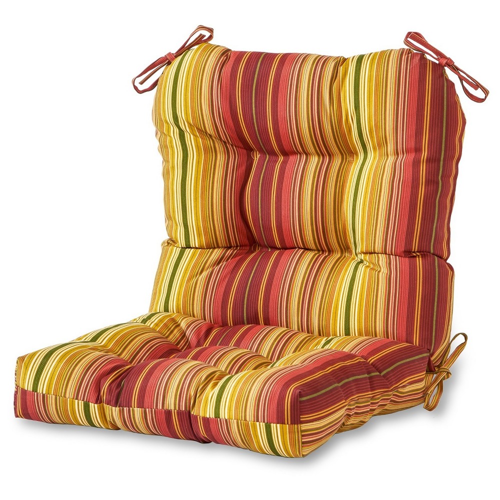 Photos - Pillow Kensington Garden 21"x21" Multi-Striped Outdoor Seat and Back Chair Cushion Kinnabari: Patio Furniture Comfort