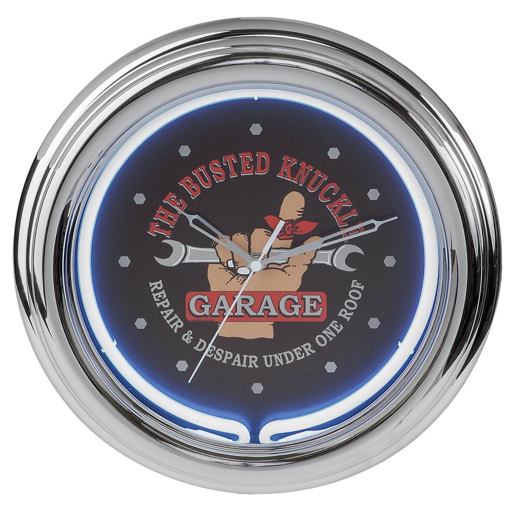 Photos - Wall Clock Decorative Accent Clock Neon - The Busted Knuckle Garage
