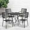 Emma and Oliver Commercial 28" Square Metal Folding Patio Table Set w/ 4 Square Back Chairs - image 2 of 4