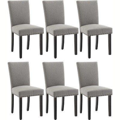 4/6er Set Upholstered Dining Chairs, Fabric Parsons Dining Room Chair with Nailhead Trim and Sturdy Wood Legs Modern