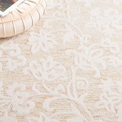 Handmade Gold and Ivory Floral Wool Tufted 4' x 6' Rug