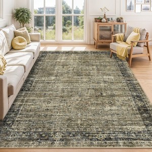 Vintage Boho Non-Slip Kitchen Rug Retro Abstract Low Pile Area Rug Soft Floor Carpet for Bedroom Living Room Laundry Room - 1 of 4