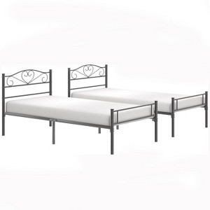 VECELO 2 Pcs Twin Metal Platform Bed Frame Mattress Foundation with Heavy Duty Support, White/Black/Gold - 1 of 4