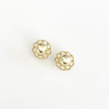 sanctuaire Ball and Chain Flower Circle Stud Earrings Gold